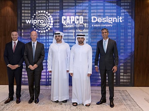 Sheikh Hamdan and Sheikh Maktoum at Wipro's regional HQ in Dubai.