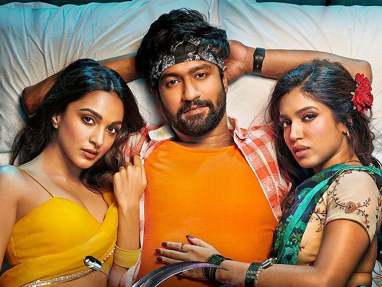 Bollywood stars Kiara Advani, Vicky Kaushal and Bhumi Pednekar in the poster for ‘Govinda Naam Mera’