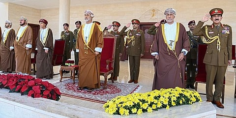 Sultan Haitham at the military parade on the National Day celebrations.