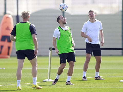 Denmark's Christian Eriksen during training at Al Sailiya SC 2, Al Rayyan, Qatar.