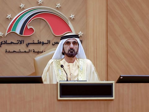 His Highness Sheikh Mohammed bin Rashid Al Maktoum, Vice President and Prime Minister of the UAE and Ruler of Dubai, addressing the Council on Monday