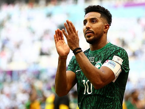 Match winner... Saudi Arabia's Salem Al Dawsari celebrates after the match against Argentina.