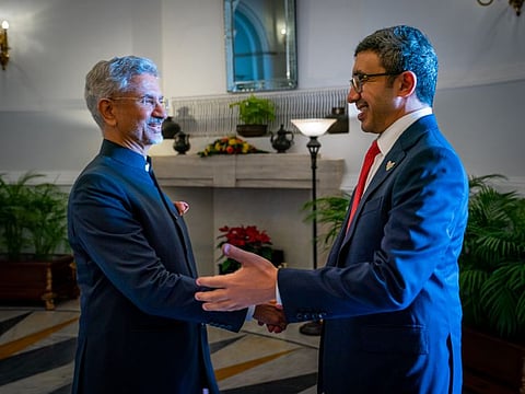 Sheikh Abdullah bin Zayed Al Nahyan, Minister of Foreign Affairs and International Cooperation, met with Subrahmanyam Jaishankar, Minister of External Affairs of India on Tuesday, November 22, 2022..
