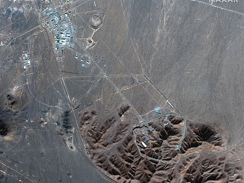 This file handout satellite image provided by Maxar Technologies and taken on November 4, 2020 shows an overview of Iran's Fordo Fuel Enrichment Plant (FFEP), northeast of the city of Qom.  