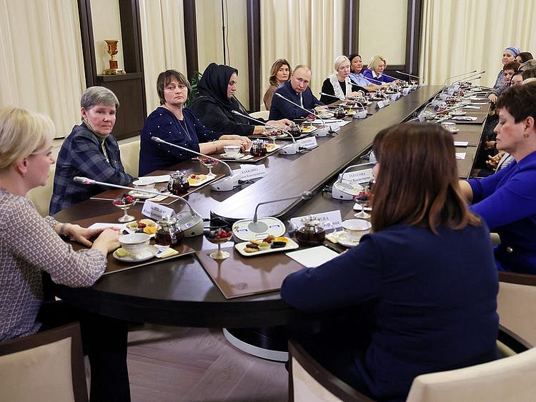 Russia's President Vladimir Putin attends a meeting with mothers of servicemen participating in Russia-Ukraine conflict, ahead of Mother's Day at the Novo-Ogaryovo state residence outside Moscow, Russia November 25, 2022. .