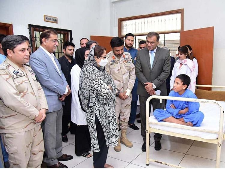 Faryal Talpur, Chairperson of Sindh Assembly's Standing Committee on Home, at the rehabilitation facility for drug addicts.