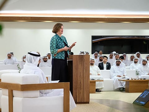 Mariana Mazzucato delivers a lecture titled “ Directing economic growth: A moonshot approach. Lessons for the UAE”, at Majlis Mohamed bin Zayed. 