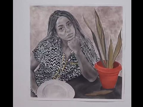 One of the works featured at Abu Dhabi Art Fair 2022 at Manarat Saadiyat in the UAE capital. The Diplomacy Lab initiative engaged with artists and galleries participating in the art fair who come from or represent Africa.