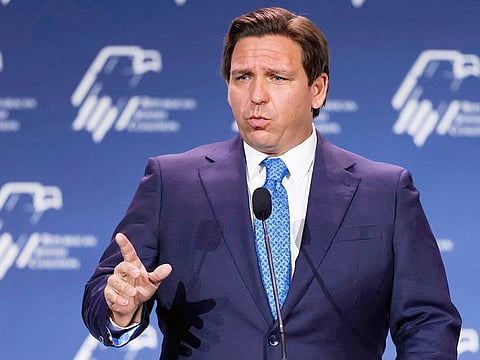 Florida Governor Ron DeSantis speaks at the Republican Jewish Coalition Annual Leadership Meeting in Las Vegas, Nevada, on November 19, 2022. 