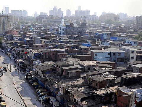 A view of slums in Dharavi area, in Mumbai. 