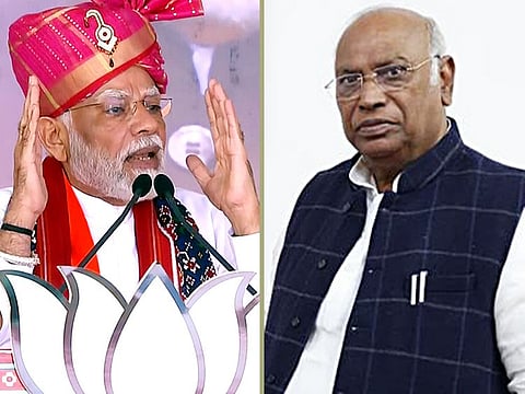 Prime Minister Narendra Modi and Congress President Mallikarjun Kharge.