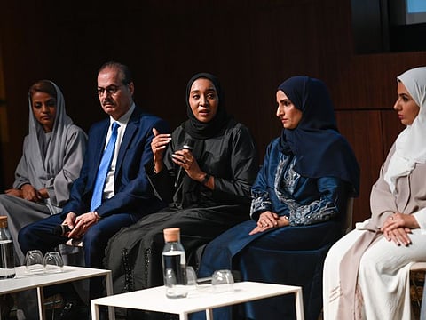Expert speak: (From left) Mariam Al Wahidi, Director of the Community Health Department, Abu Dhabi, Eng. Basem Al Tarawneh, Food Standards Expert, UAE Ministry of Industry and Advanced Technology, Nouf Alali, Director of Health Promotion Department, UAE Ministry of Health and Prevention, Aisha Al Seiri, Head of the Transitional Team for Student Welfare and Protection Department, Emirates Foundation for School Education and Shaima Qaed, Acting Director of Clinical Nutrition, Dubai Academic Health Corporation during a panel discussion in Dubai.