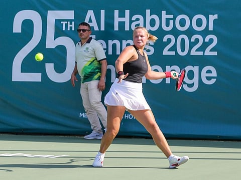 Top seed Diana Shnaider overcame a gutsy Timea Babos to reach the quarter-finals of the 25th Al Habtoor Tennis Challenge at the Habtoor Grand Resort on Wednesday.