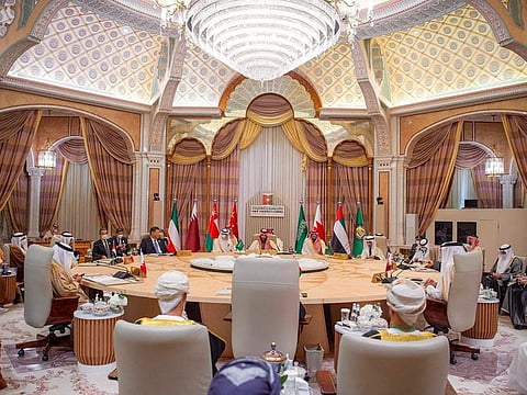 Xi Jinping during his summit with Gulf Cooperation Council leaders in Riyadh on Friday.  