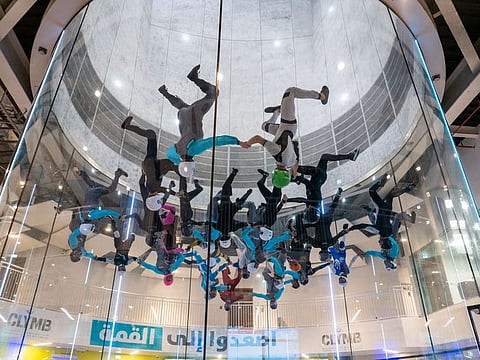 Sheikh Khalifa and the group of skydivers succeeded in breaking four world records at Clymb