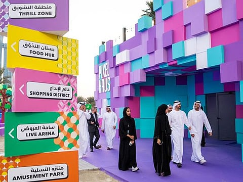 Sheikh Theyab bin Mohamed bin Zayed Al Nahyan (second from right), Member of the Executive Council in Abu Dhabi, toured the event on Friday