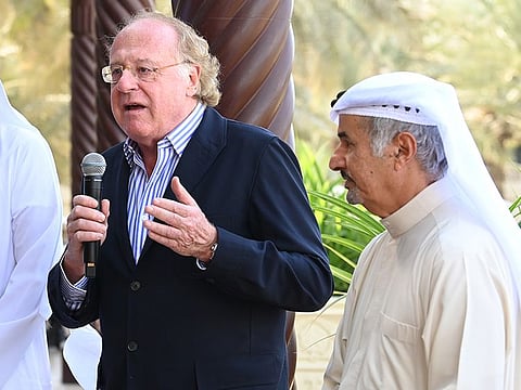 Paolo Scaroni, AC Milan president (left) with Saeed Hareb, Secretary General of Dubai Sports Council at The One and Only Royal Mirage, Dubai.