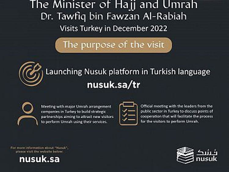  Saudi Minister of Hajj and Umrah Tawfiq Al Rabiah attended the launch of the Nusuk platform in the Turkish language during his visit to Türkiye where he met several Turkish officials.