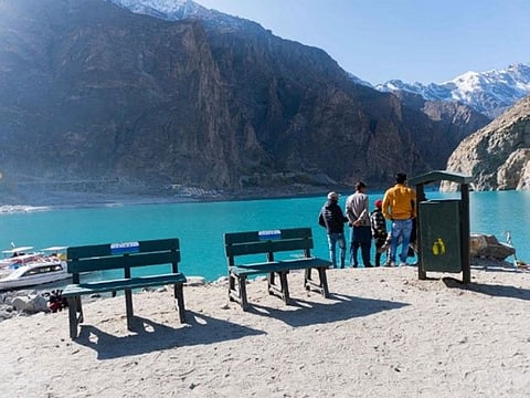 Benches made from 100 per cent recycled plastic waste installed in Hunza under he Clean Gilgit and Hunza Project. 