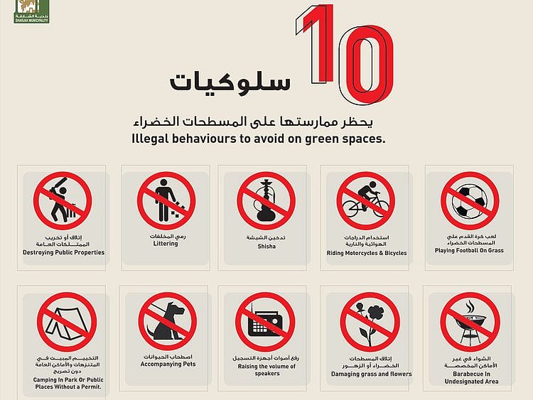 10 acts to avoid on green spaces in sharjah
