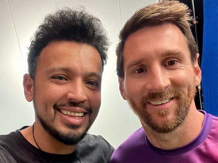 Indian celebrity photographer Rohan Shrestha clicks Lionel Messi 