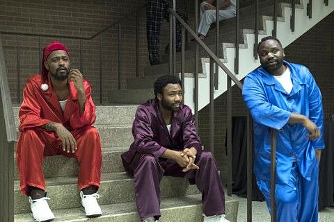(l-r) Lakeith Stanfield, Donald Glover, Brian Tyree Henry in 'Atlanta'