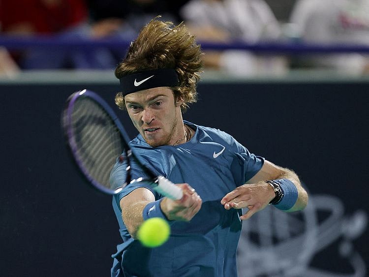 Andrey Rublev in action in Abu Dhabi