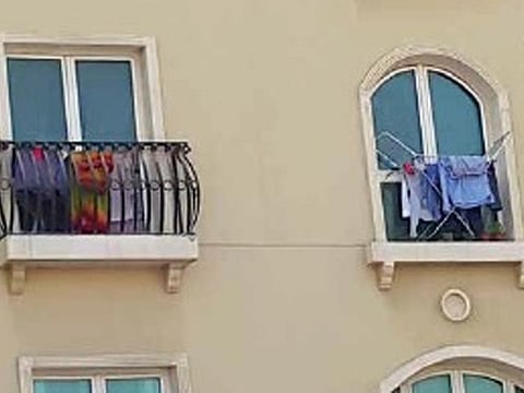 Abu Dhbai Municipalities and Transport warns residents against storing good and handing clothes in balconies. Picture used for illustrative purposes only.