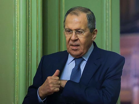 Russia's Foreign Minister Sergei Lavrov at a news conference, in Moscow, Russia December 23, 2022.