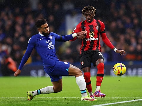 Chelsea's Reece James (left) in action with AFC Bournemouth's Jordan Zemura during their Premier League clash at Stamford Bridge, London, England.