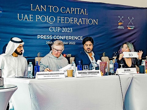 The draw was held in the presence of Mohammed Khalid Abdulghaffar Hussain, General Secretary of UAE Polo Federation, Santiago Torreguitar, Director of Tournaments at UAE Polo Federation, Lan Tschirky, CEO and Founder of Lan To Capital, and Jan Azam, Polo Manager of Dubai Polo & Equestrian Club.