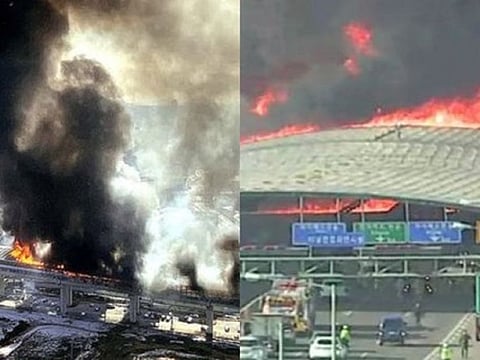 The fire started when a bus collided with a truck at around 1:50 pm (0450 GMT) in the expressway tunnel in Gwacheon, an official at the Gwacheon fire department told AFP. 