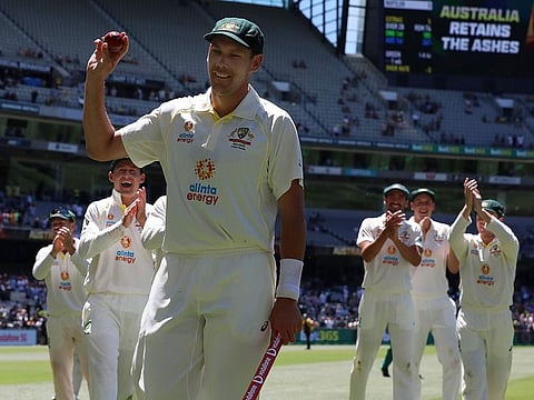Scott Boland after getting six wickets against England in Melbourne