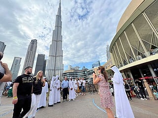Tourists and visitors at Dubai mall ahead of the New year celebrations. 