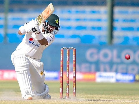 Pakistan's Imam-ul-Haq plays a shot during the fifth and final day of the first Test against New Zealand at the National Stadium in Karachi on December 30, 2022.  