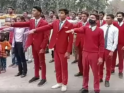 The students were made to repeat the pledge to make India a Hindu nation. The oath stated to “fight, die and if required kill” to turn India into a Hindu Rashtra.
