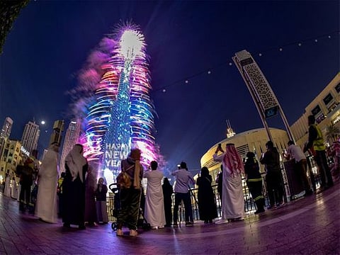 File image: Burj Khalifa fireworks light up the Dubai sky to welcome New Year 2023.