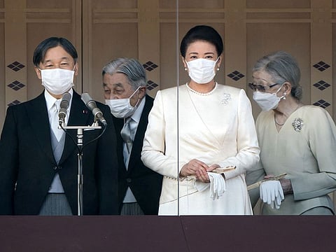 Emperor Emeritus Akihito, Empress Emerita Michiko, Emperor Naruhito and Empress Masako attend the New Year's appearance by the Japanese royal family at the Imperial Palace.