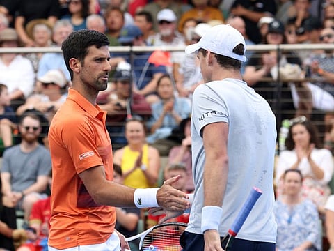 Serbia's Novak Djokovic (left) and Canada's Vasek Pospisil during their first round doubles match against Bosnia's Tomislav Brkic and Ecuador's Gonzalo Escobar Tennis at the Adelaide International, Memorial Drive Tennis Club, Adelaide, Australia.