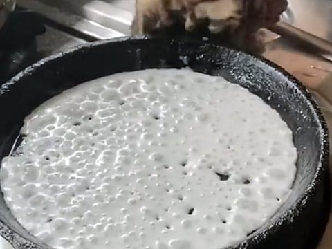 Soft and lacey rice crepes or Neer dosa