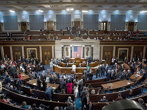 House members following the third vote on the first session of the 118th Congress in the House Chamber in Washington, DC, on Tuesday, January 3, 2023. 