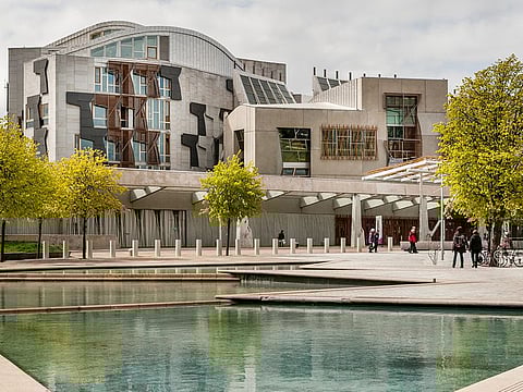 Scottish Parliament building, located in the Holyrood area of Edinburgh