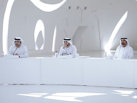 Sheikh Hamdan bin Mohammed bin Rashid Al Maktoum, Sheikh Maktoum bin Mohammed bin Rashid Al Maktoum, and Sheikh Ahmed bin Saeed Al Maktoum.