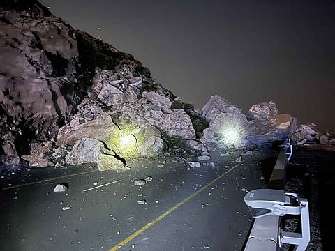 Picture from Sunday night showing section of road to Al Suhub Rest Area