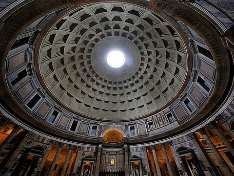 An interior view of the ancient Pantheon in downtown Rome, Italy.