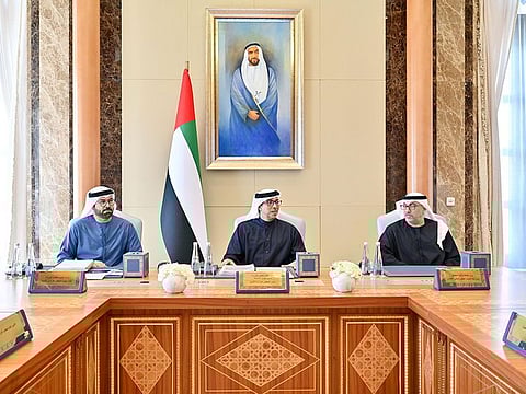 Sheikh Mansour bin Zayed Al Nahyan (centre), Deputy Prime Minister, Minister of the Presidential Court led the discussions at Qasr Al Watan in Abu Dhabi