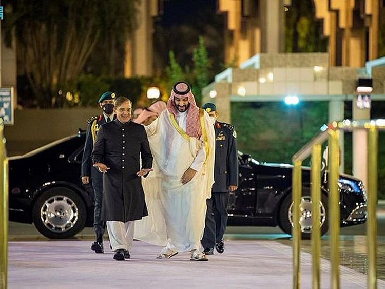  Saudi Arabia’s Crown Prince and Prime Minister Mohammad bin Salman with Pakistan Prime Minister Shebaz Sharif in a file photo.