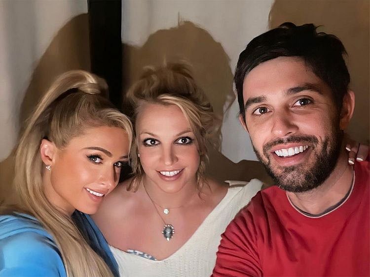 From Left : Paris Hilton,  Britney Spears and Cade Hudson