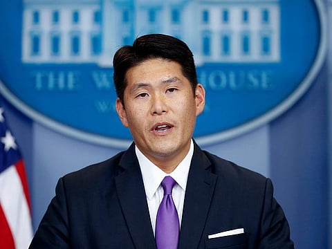 Then-Principal Associate Deputy Attorney General Robert Hur speaks during a press briefing at the White House in Washington, July 27, 2017.