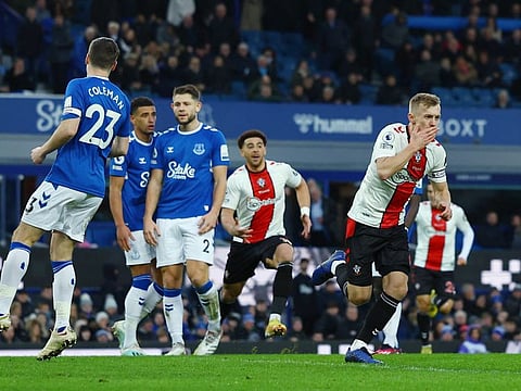 Southampton's James Ward-Prowse celebrates scoring their first goal against Everton during the Premier League clash at Goodison Park, Liverpool, England. 
